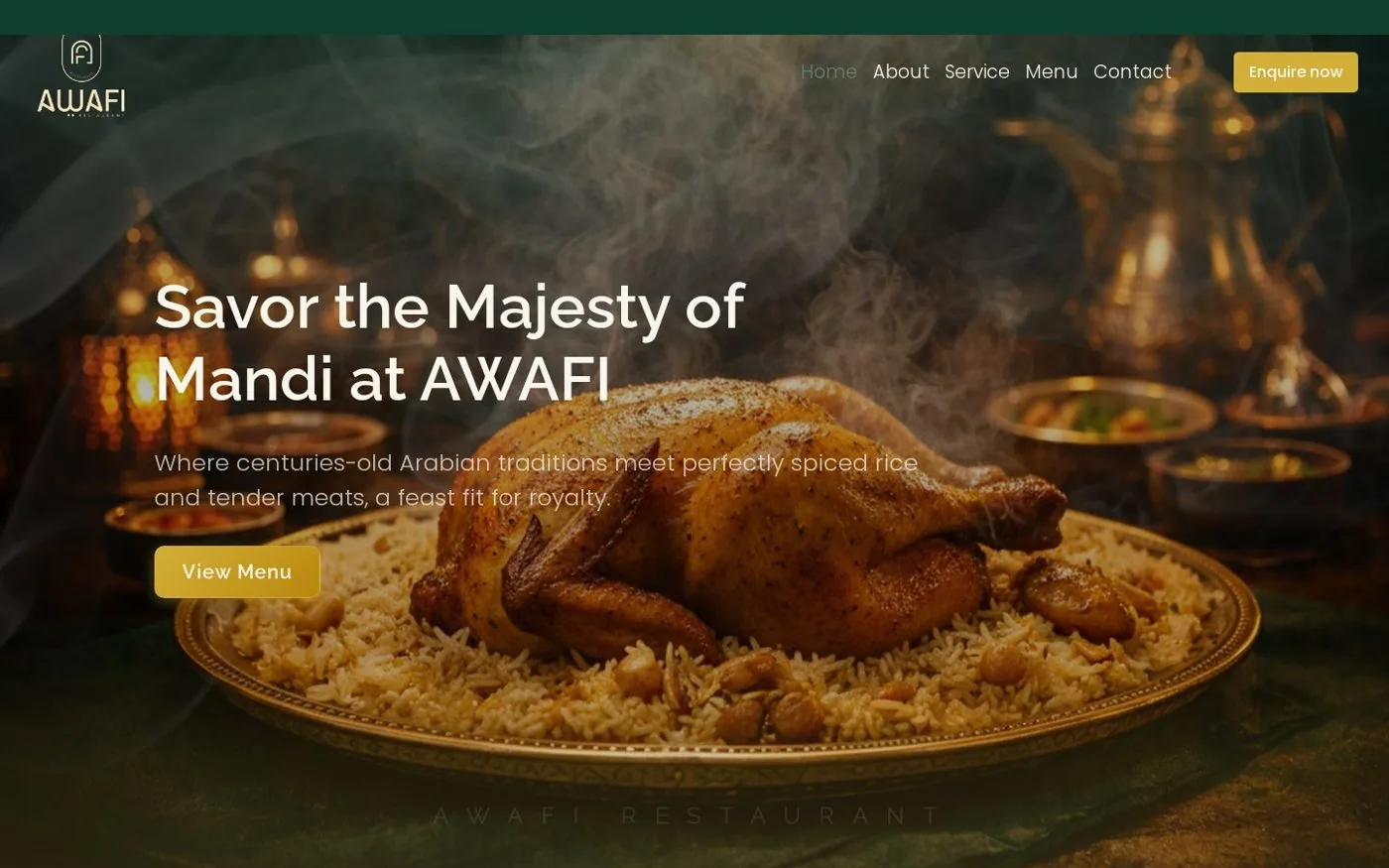 Awafi Restaurant website preview